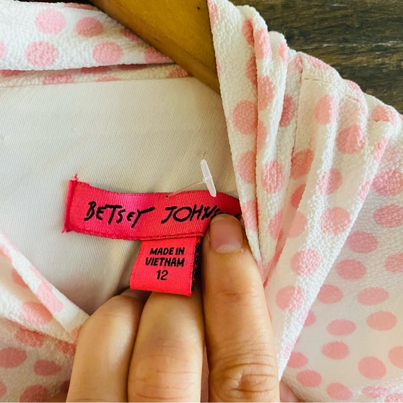 Betsey Johnson NWT Pink Chiffon Polka Dot Mini Dress - Picture 5 of 7